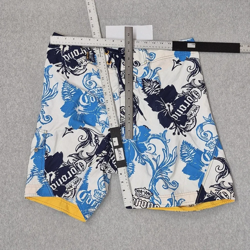 Corona Extra Men Shorts XXL/38 White Swimwear Floral Corona Logo Board Shorts